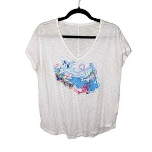 Lilly Pulitzer Short Sleeve V Neck Loves Nantucket Colie Top in White Small S